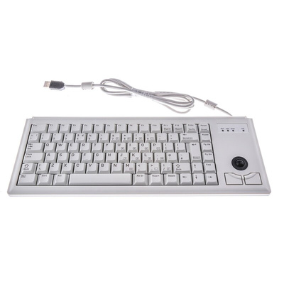 CHERRY Wired USB Compact Trackball Keyboard, QWERTY (UK), Grey