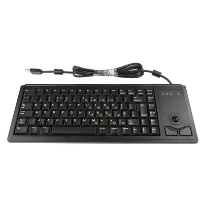CHERRY Wired USB Compact Trackball Keyboard, QWERTY (UK), Black