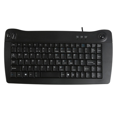 RS PRO Wired PS/2 Trackball Mini Keyboard, QWERTY (UK), Black