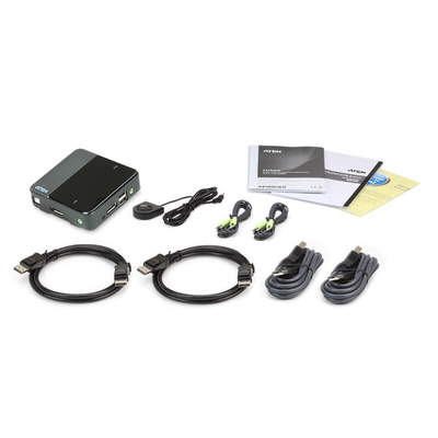 Aten 2 Port USB DisplayPort KVM Switch, 3.5 mm Stereo 4096 x 2160 Maximum Resolution