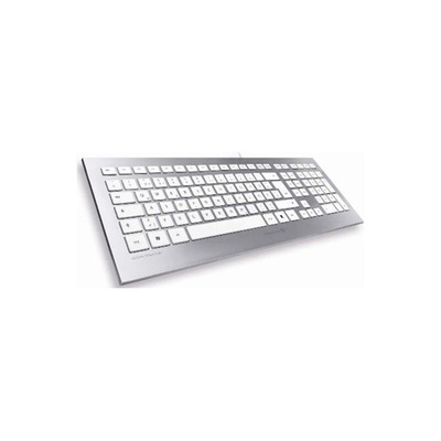 CHERRY Wired USB Keyboard, QWERTY, Silver, White