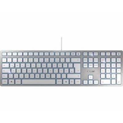 CHERRY Wired USB Keyboard, QWERTY, Silver, White