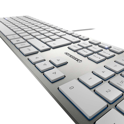 CHERRY Wired USB Keyboard, AZERTY, Silver, White