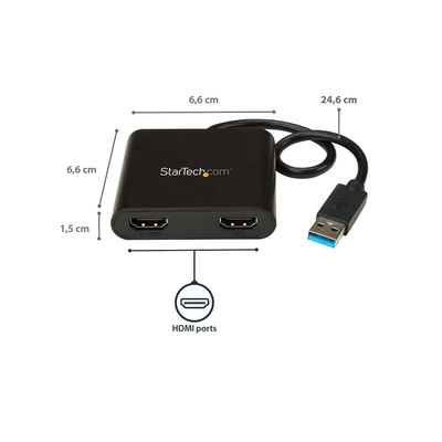 StarTech.com USB A to HDMI Adapter, USB 3.0, 2 Supported Display(s) - 4K @ 30Hz