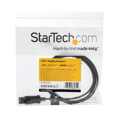 StarTech.com USB C to DisplayPort Adapter Cable, USB 3.1, 1 Supported Display(s) - 8K @ 60Hz