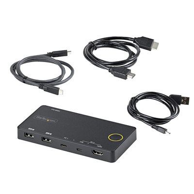 StarTech.com 2 Port USB DisplayPort, HDMI KVM Switch, HDMI 3840 x 2160 Maximum Resolution