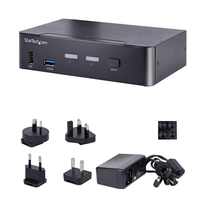 StarTech.com 2 Port USB DisplayPort KVM Switch, 3.5 mm Stereo 5120 x 1440 Maximum Resolution
