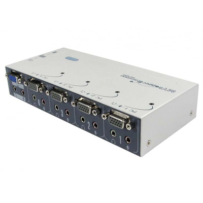 Rextron 4 Port Quad Monitor USB SVGA, VGA KVM Switch, 1920 x 1440 Maximum Resolution