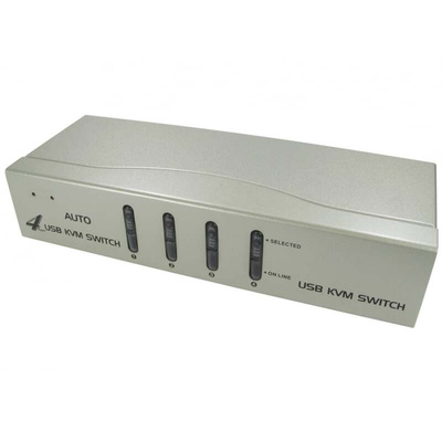 4 Port Quad Monitor USB USB, VGA KVM Switch, 3.5 mm Jack