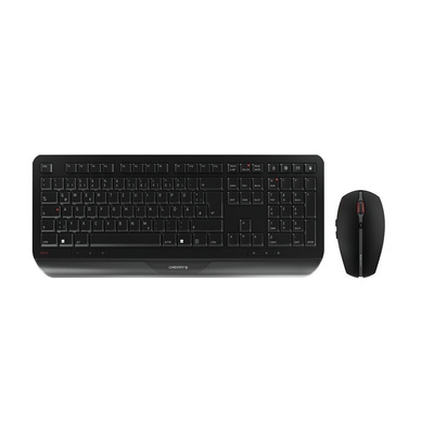 CHERRY Wireless Ergonomic Keyboard and Mouse Set, QWERTZ (German), Black