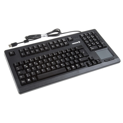 CHERRY Wired USB Compact Touchpad Keyboard, QWERTZ, Black
