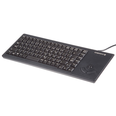 CHERRY Wired USB Compact Trackball Keyboard, QWERTY (UK), Black