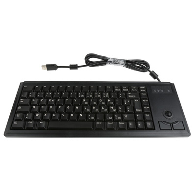 CHERRY Wired USB Compact Trackball Keyboard, AZERTY, Black