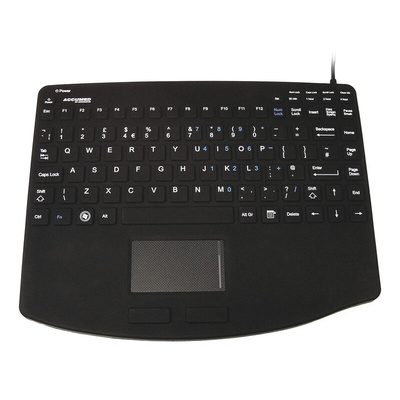 Ceratech Wired USB Medical Touchpad Keyboard, QWERTY (UK), Black