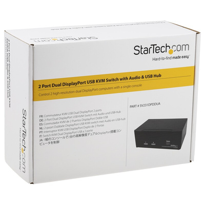 StarTech.com 2 Port Dual Monitor USB DisplayPort KVM Switch, 3.5 mm Stereo 2560 x 1600 Maximum Resolution