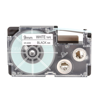 Casio Black on White Label Printer Tape, 8 m Length, 9 mm Width