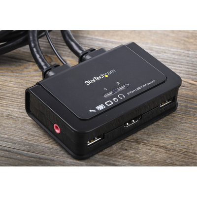 StarTech.com 2 Port USB HDMI KVM Switch, 3.5 mm Stereo 1920 x 1200 Maximum Resolution