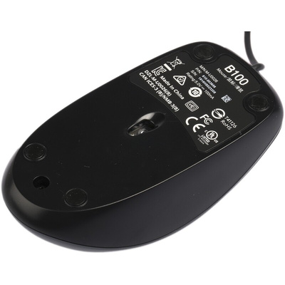 Logitech B100 3 Button Wired Optical Mouse Black