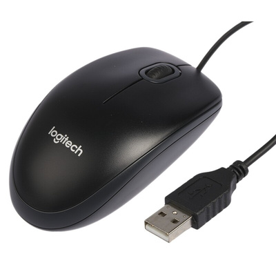 Logitech B100 3 Button Wired Optical Mouse Black