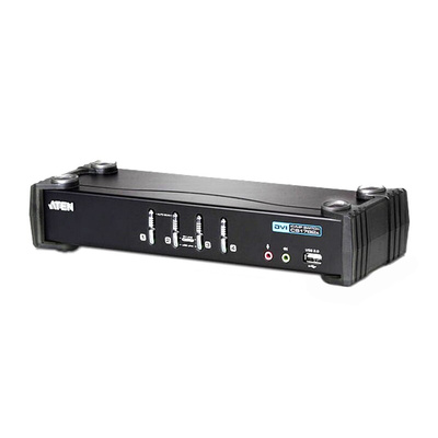 Aten 4 Port USB DVI KVM Switch, 3.5 mm Stereo 1920 x 1200 Maximum Resolution