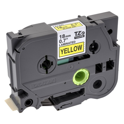 Brother Black on Yellow Label Printer Tape, 8 m Length, 18 mm Width
