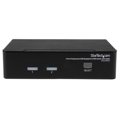 StarTech.com 2 Port USB DisplayPort KVM Switch, 3.5 mm Stereo 3840 x 2400 Maximum Resolution