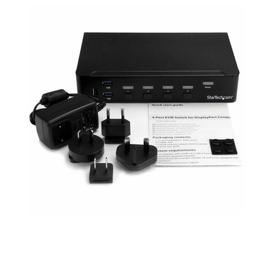 StarTech.com 4 Port USB DisplayPort KVM Switch, 3.5 mm Stereo 3840 x 2160 Maximum Resolution