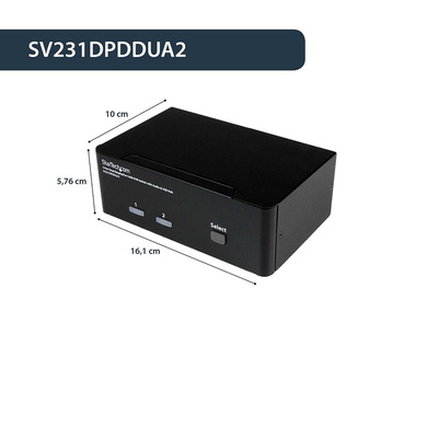 StarTech.com 2 Port Dual Monitor USB DisplayPort KVM Switch, 3.5 mm Stereo 3840 x 2160 Maximum Resolution