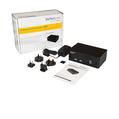 StarTech.com 2 Port Dual Monitor USB DisplayPort KVM Switch, 3.5 mm Stereo 3840 x 2160 Maximum Resolution