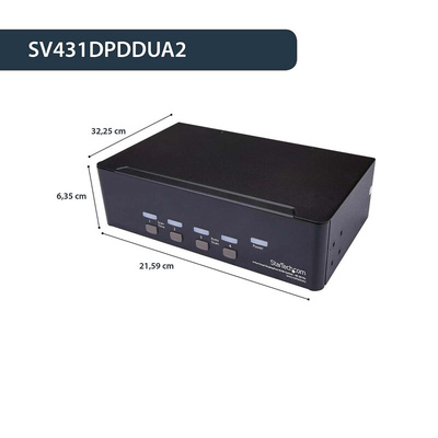 StarTech.com 4 Port Dual Monitor USB DisplayPort KVM Switch, 3.5 mm Stereo 3840 x 2160 Maximum Resolution