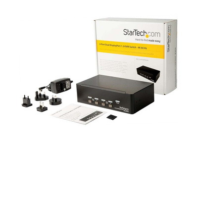 StarTech.com 4 Port Dual Monitor USB DisplayPort KVM Switch, 3.5 mm Stereo 3840 x 2160 Maximum Resolution