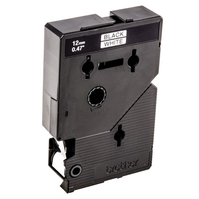 Brother Black on White Label Printer Tape, 8 m Length, 12 mm Width