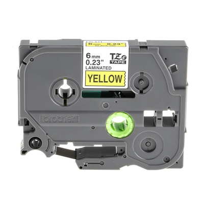 Brother Black on Yellow Label Printer Tape, 8 m Length, 6 mm Width