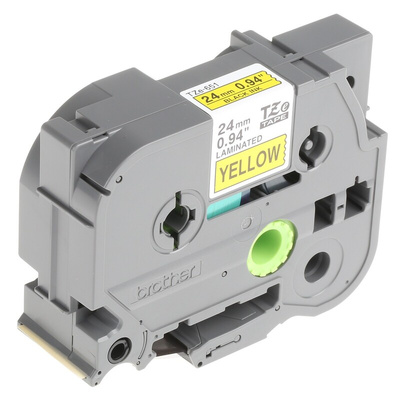 Brother Black on Yellow Label Printer Tape, 8 m Length, 24 mm Width