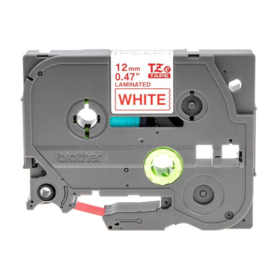Brother Red on White Label Printer Tape, 8 m Length, 12 mm Width