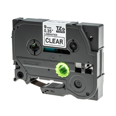 Brother Black on Clear Label Printer Tape, 8 m Length, 9 mm Width