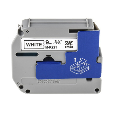 Brother Black on White Label Printer Tape, 8 m Length, 9 mm Width