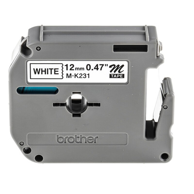 Brother Black on White Label Printer Tape, 8 m Length, 12 mm Width