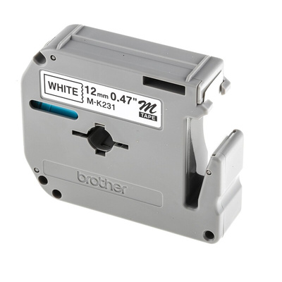 Brother Black on White Label Printer Tape, 8 m Length, 12 mm Width