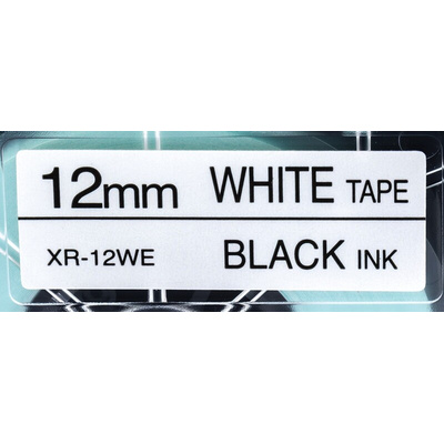 Casio Black on White Label Printer Tape, 8 m Length, 12 mm Width