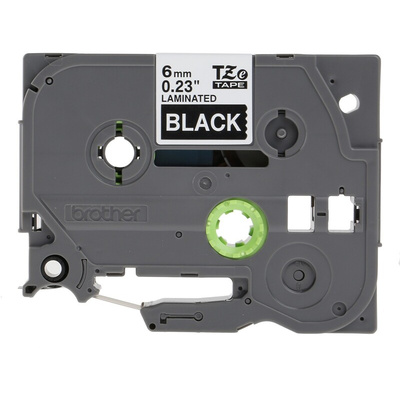 Brother White on Black Label Printer Tape, 8 m Length, 6 mm Width