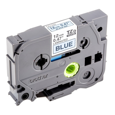 Brother Black on Blue Label Printer Tape, 8 m Length, 12 mm Width