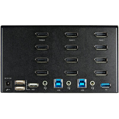 StarTech.com 23 Port Quad Monitor USB DisplayPort KVM Switch, 3.5 mm Stereo