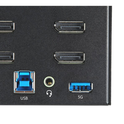 StarTech.com 23 Port Quad Monitor USB DisplayPort KVM Switch, 3.5 mm Stereo