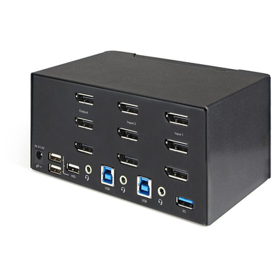 StarTech.com 2 Port 3 USB DisplayPort KVM Switch, 3.5 mm Stereo 3480 x 2160 Maximum Resolution