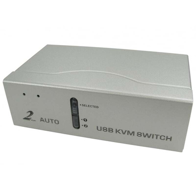 2 Port Dual Monitor USB USB, VGA KVM Switch, 3.5 mm Jack