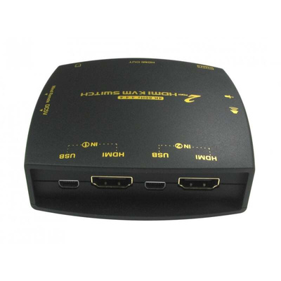 2 Port Dual Monitor USB HDMI KVM Switch, 3.5 mm Stereo 4000 Maximum Resolution