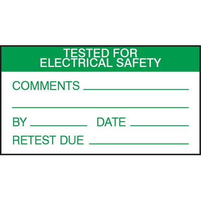 RS PRO Adhesive Pre-Printed Adhesive Label-Tested For Electrical Safety-. Quantity: 30