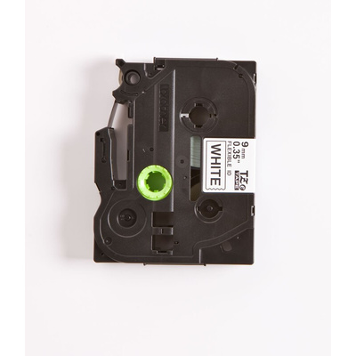 Brother Black on White Label Printer Tape, 8 m Length, 9 mm Width