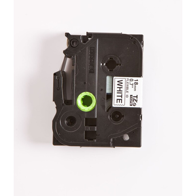 Brother Black on White Label Printer Tape, 8 m Length, 18 mm Width